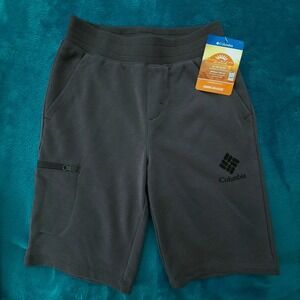 NWT Columbia Branded French Terry Shorts Dark Gray Boys Size S